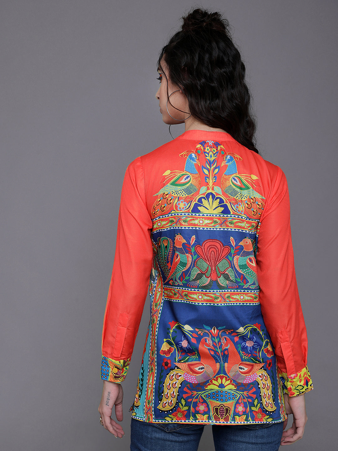 Women's Orange & Pink Abstract Printed Shirt