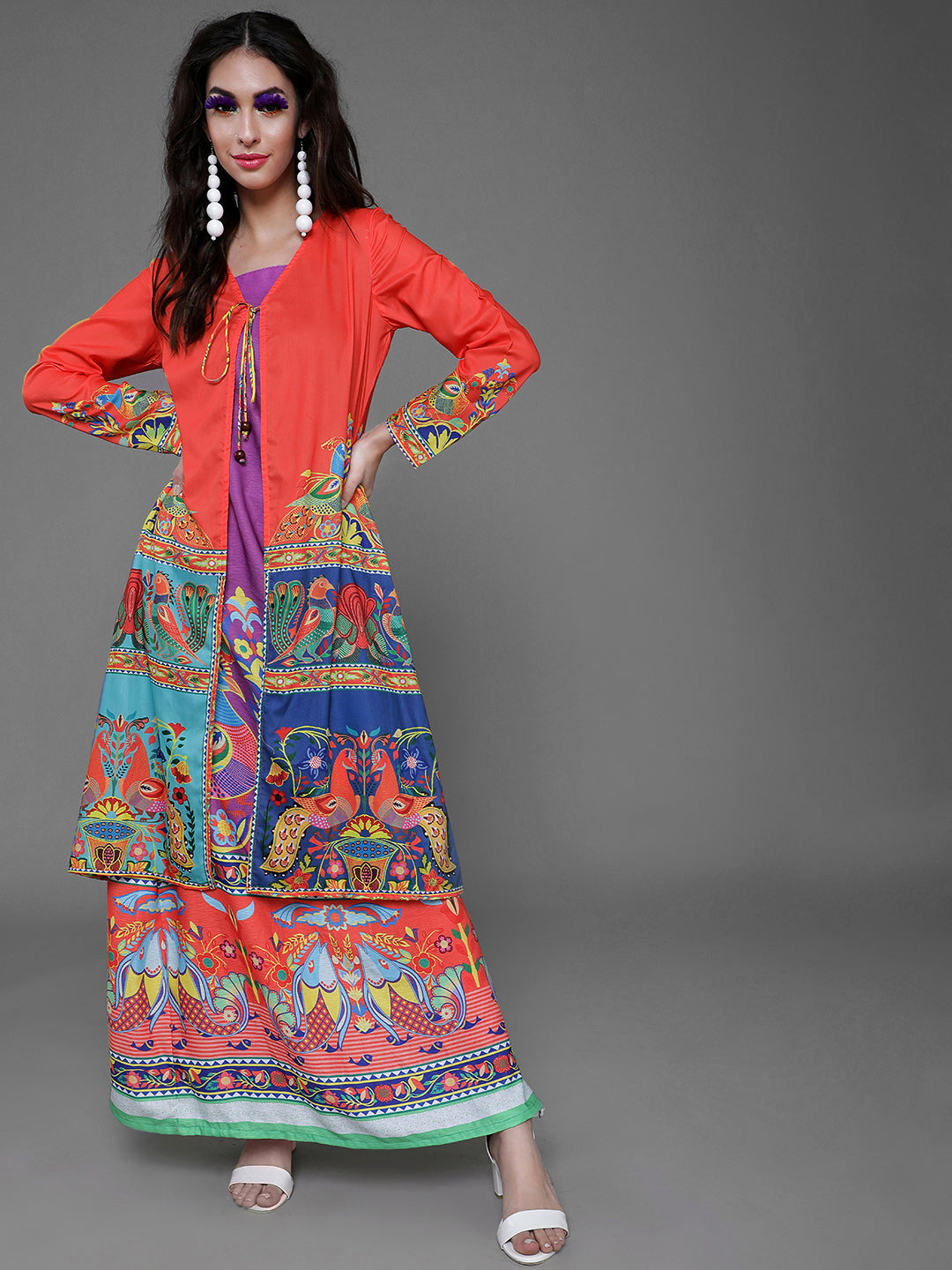 Women's Orange & Blue Abstract Print Jacket
