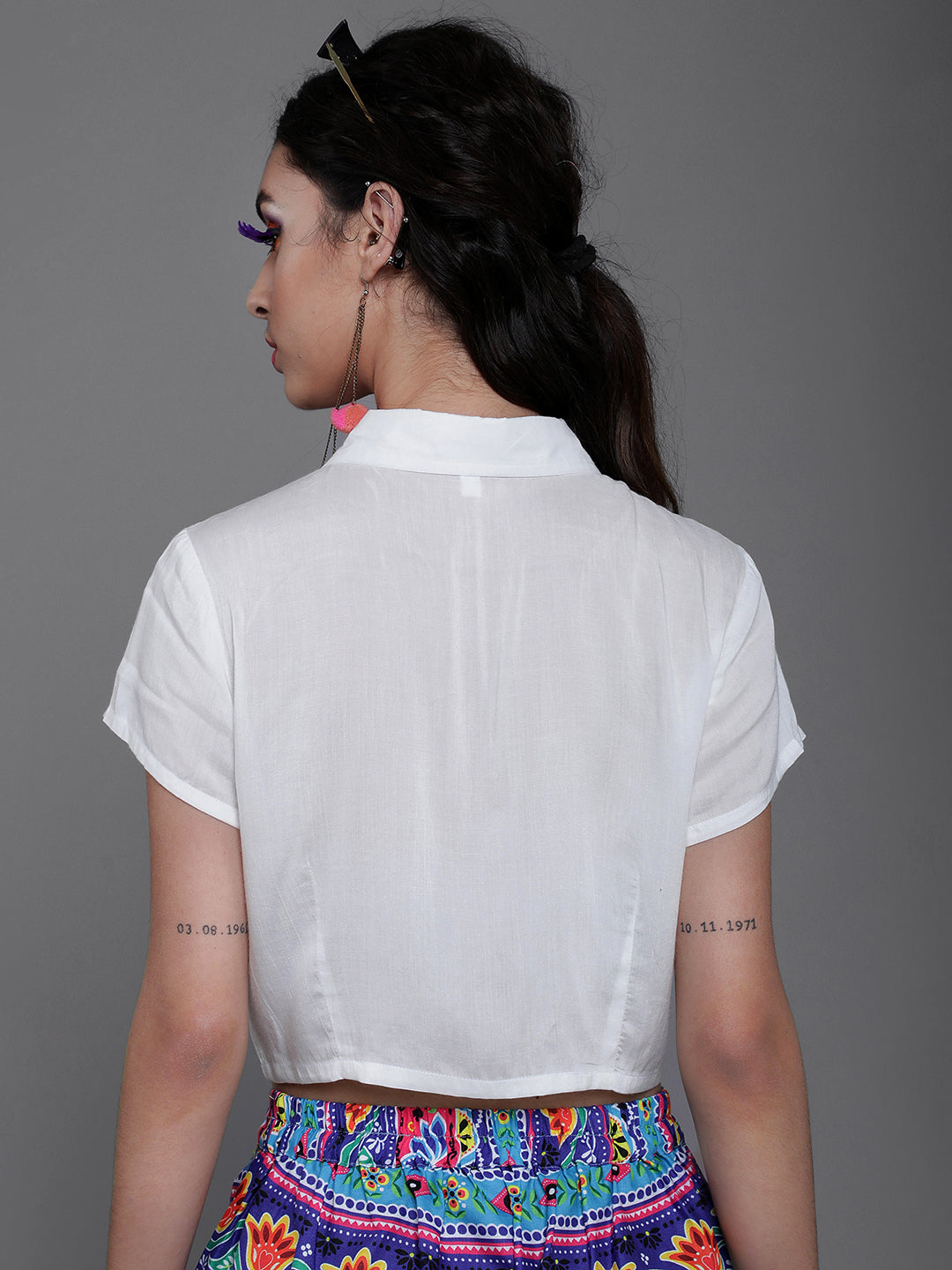 Women's White Crop Shirt