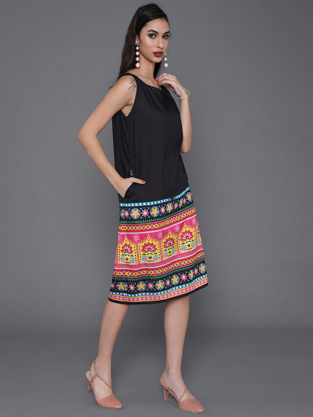 Women's Black Truck Art Shift Dress