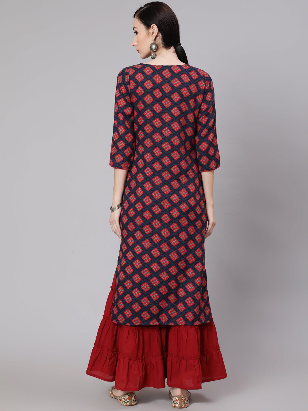 Women's Maroon Printed Kurta