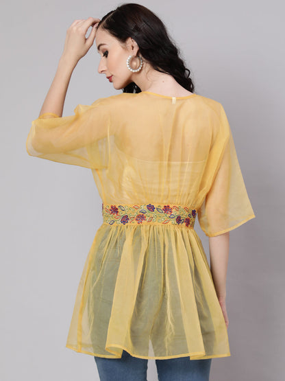 Women's Yellow Embroidered Tunic