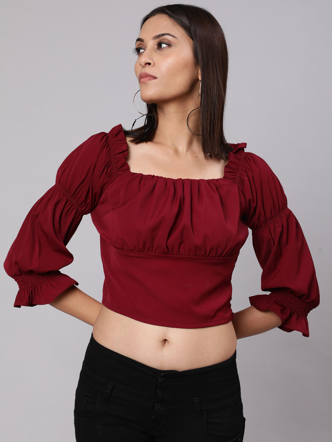 Women's Wine Gathered Top
