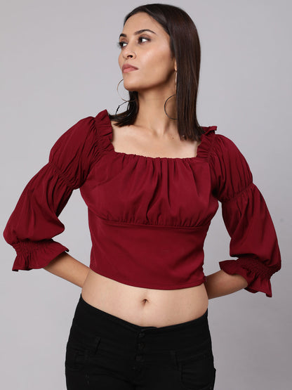 Women's Wine Gathered Top