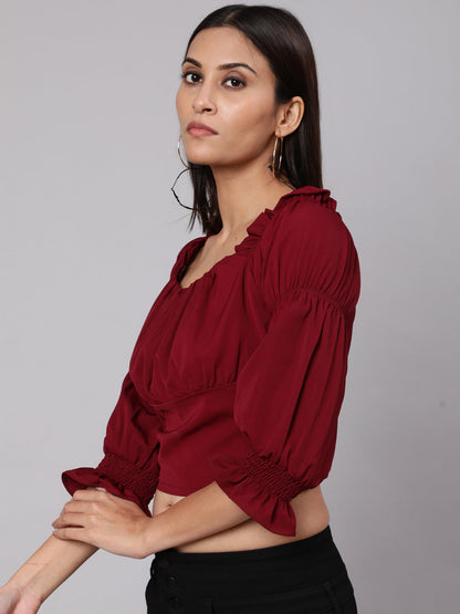 Women's Wine Gathered Top