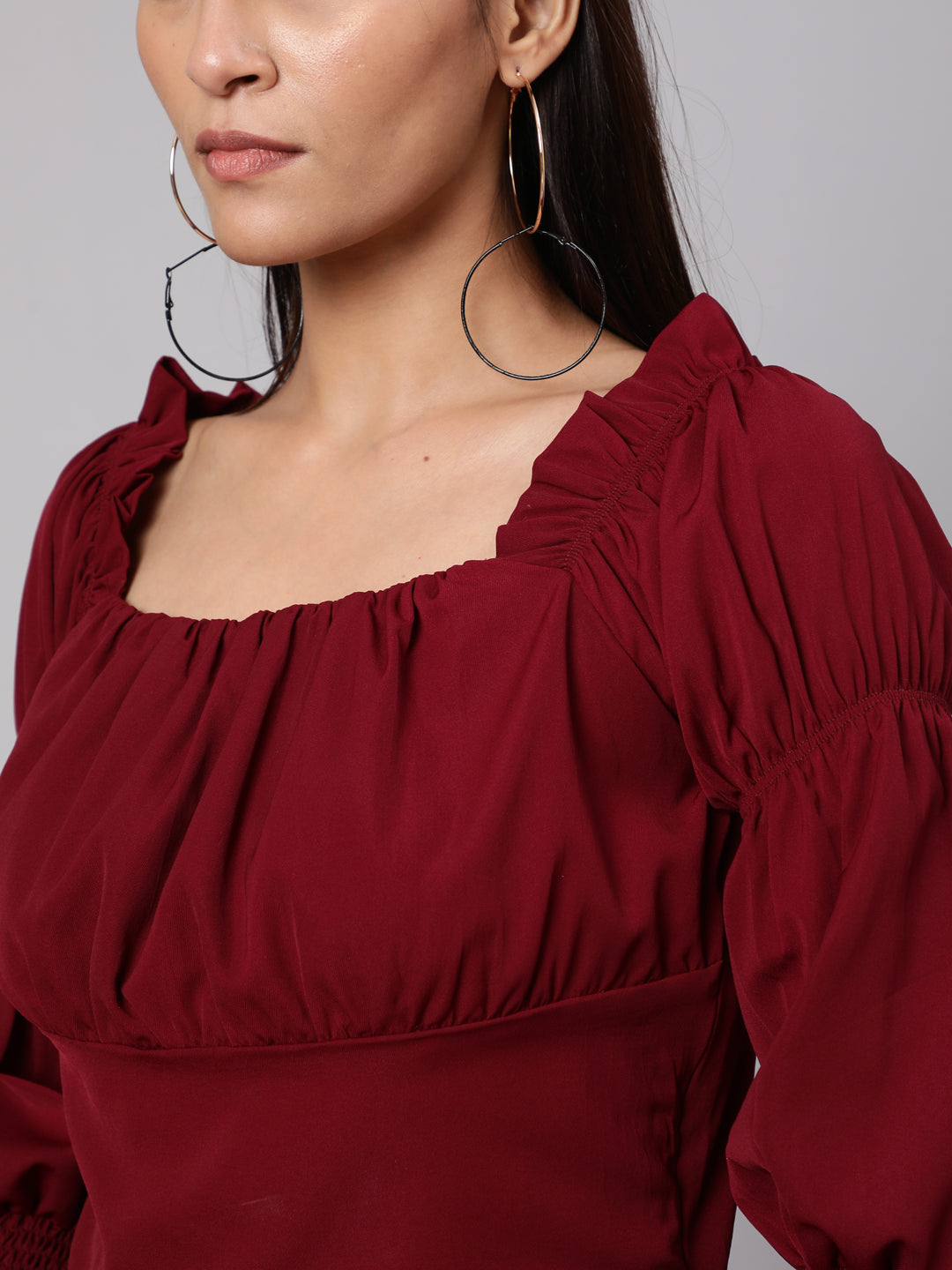 Women's Wine Gathered Top
