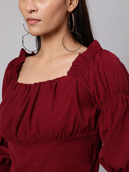 Women's Wine Gathered Top