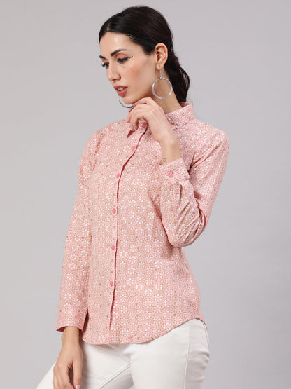 Women's Pink Printed Shirt