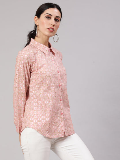 Women's Pink Printed Shirt