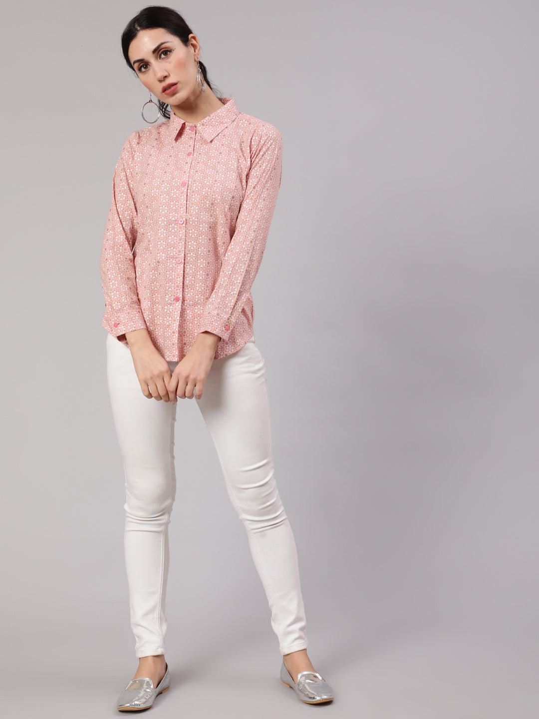 Women's Pink Printed Shirt