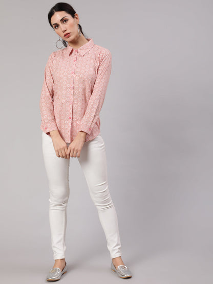 Women's Pink Printed Shirt