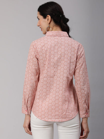 Women's Pink Printed Shirt