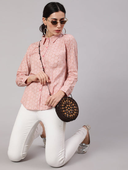 Women's Pink Printed Shirt