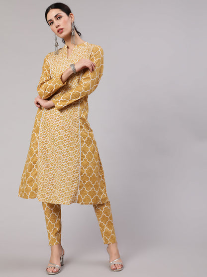 Women's Desert Beige A-line Cotton Lurex Kurta