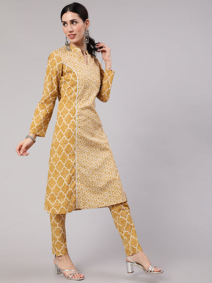 Women's Desert Beige A-line Cotton Lurex Kurta