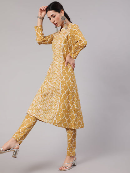 Women's Desert Beige A-line Cotton Lurex Kurta