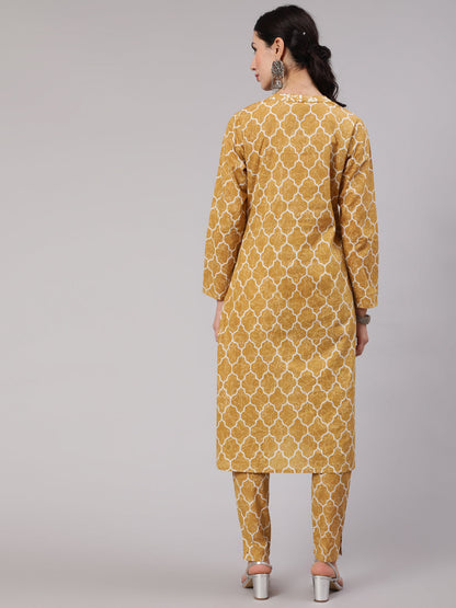 Women's Desert Beige A-line Cotton Lurex Kurta