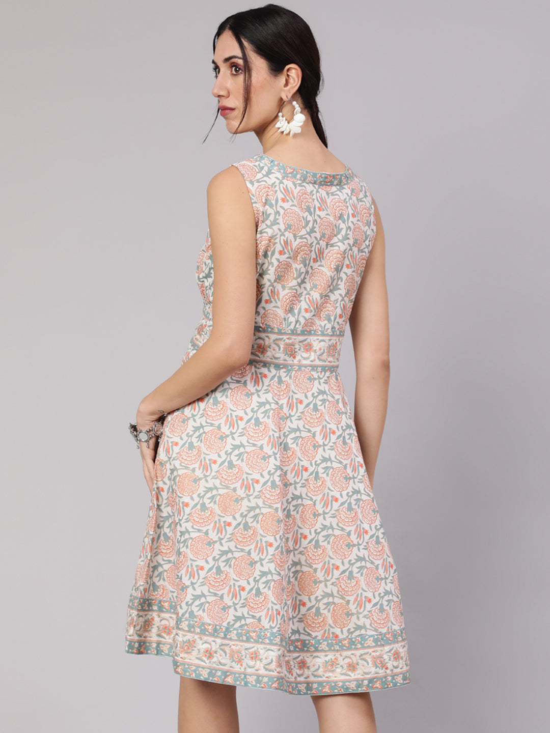 Women's White Floral Print Short Dress