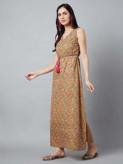 Women's Mustard Floral Print Dress