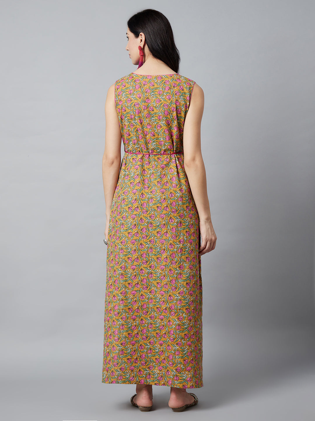 Women's Mustard Floral Print Dress