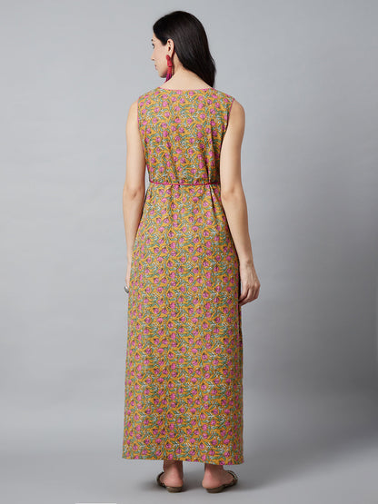 Women's Mustard Floral Print Dress