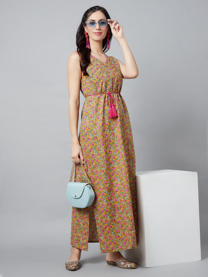 Women's Mustard Floral Print Dress