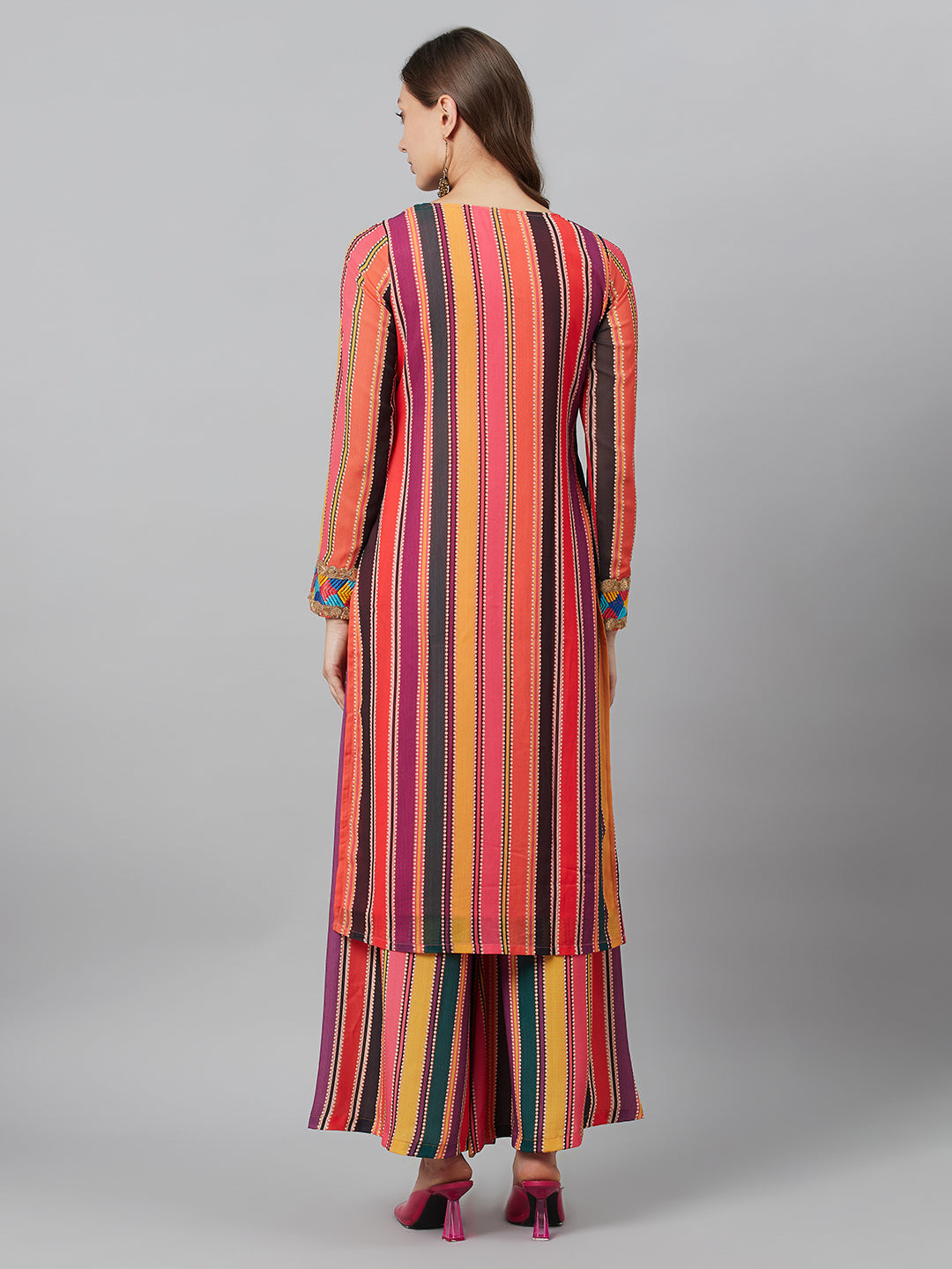 Women's Multicolor Printed Kurta With Lace Details