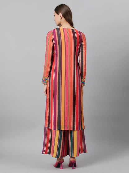 Women's Multicolor Printed Kurta With Lace Details