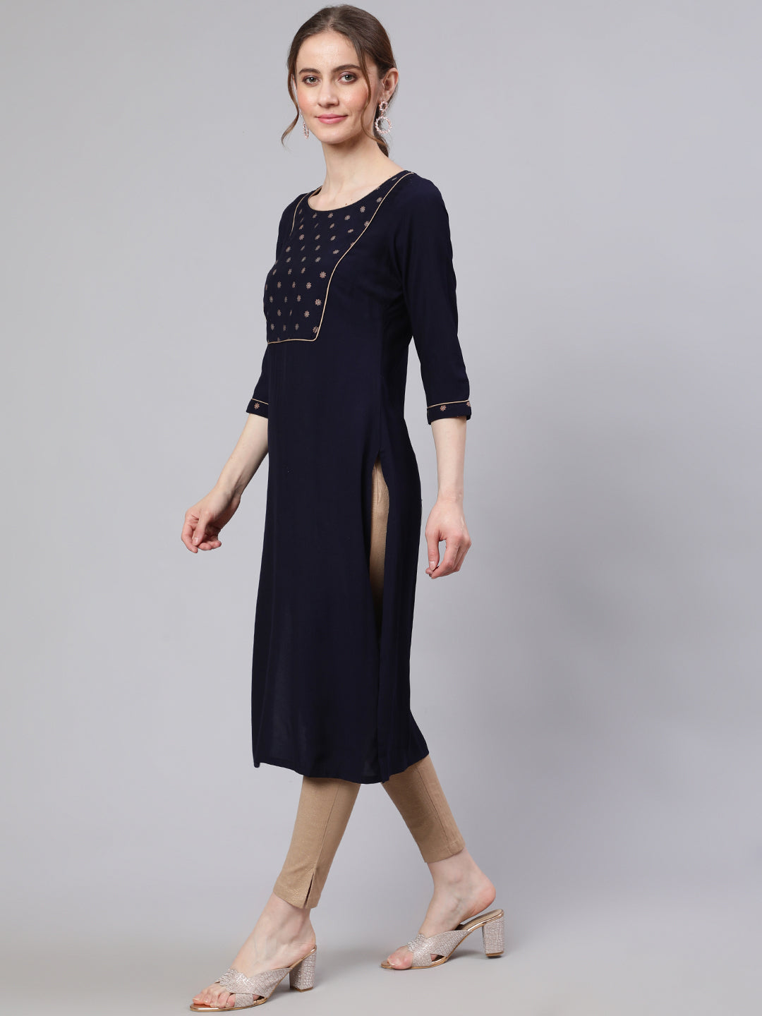 Women's Navy Blue Straight Kurta