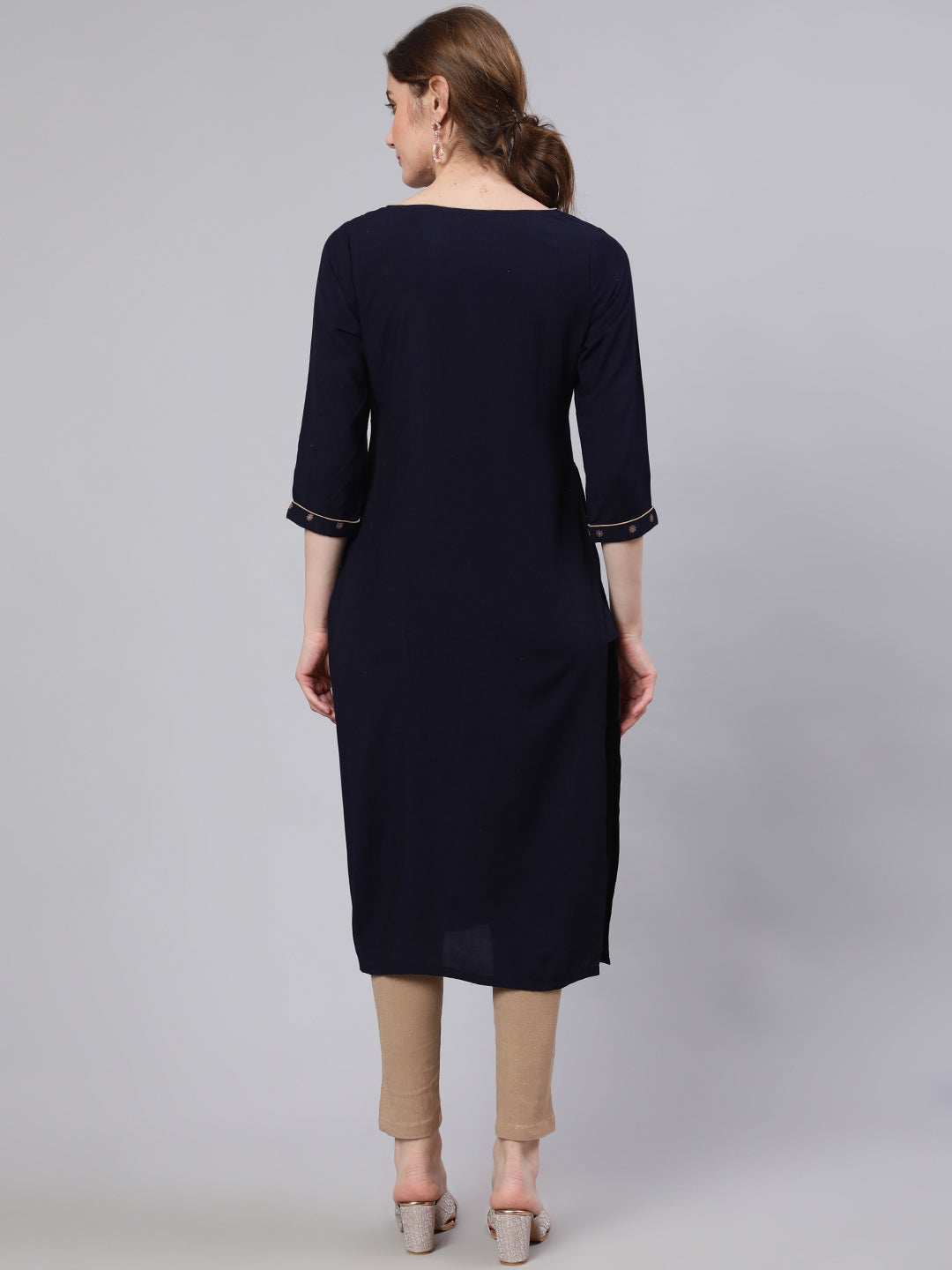 Women's Navy Blue Straight Kurta