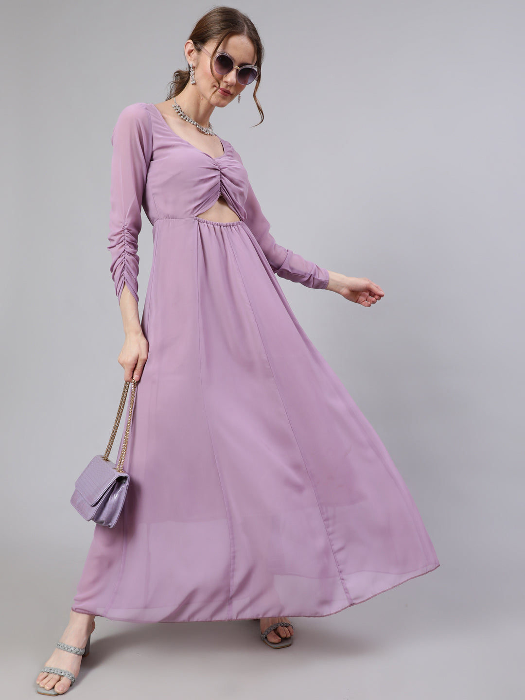 Women's Lavender Flared Maxi Dress