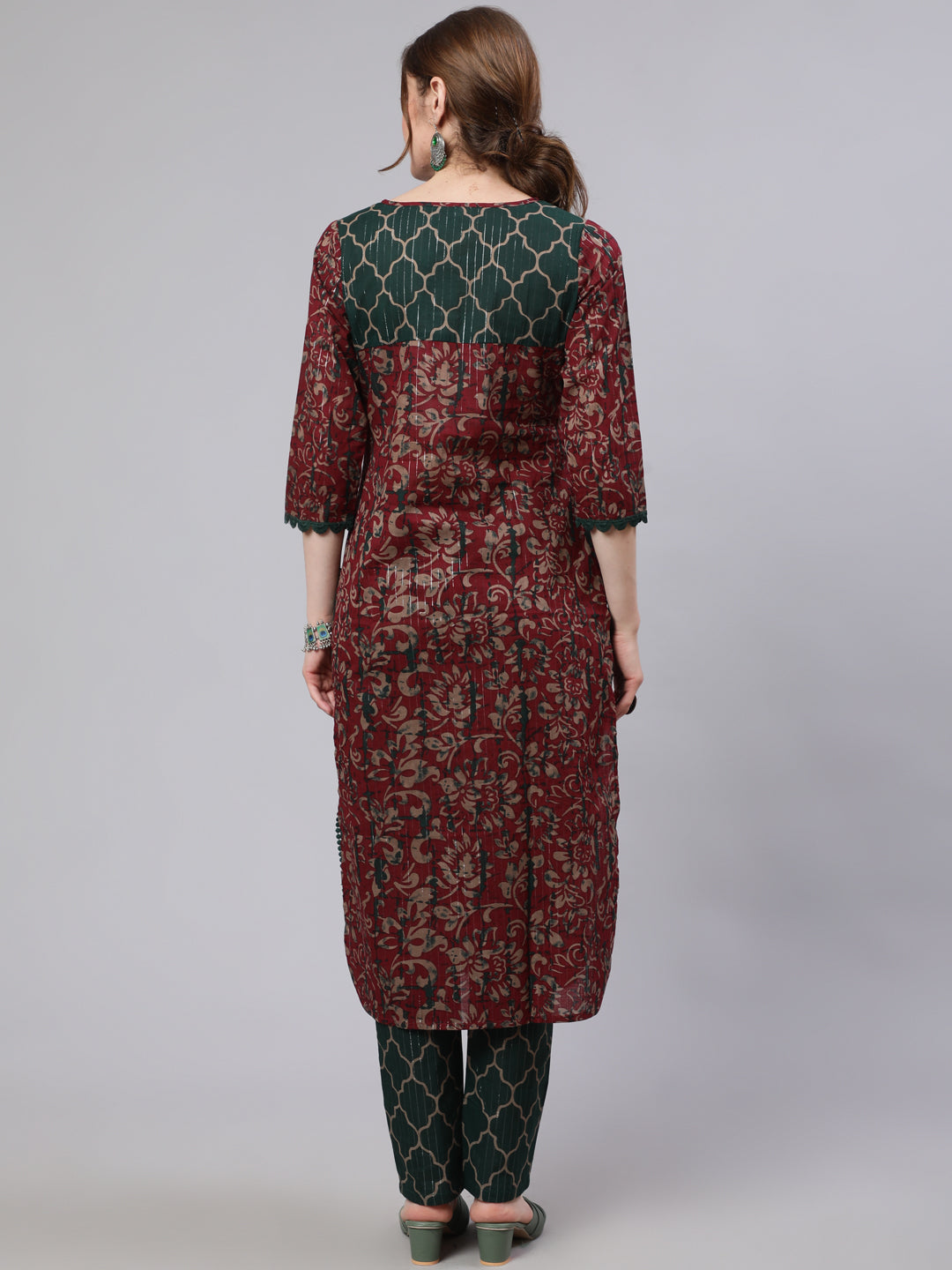 Women's Maroon Printed Straight Kurta