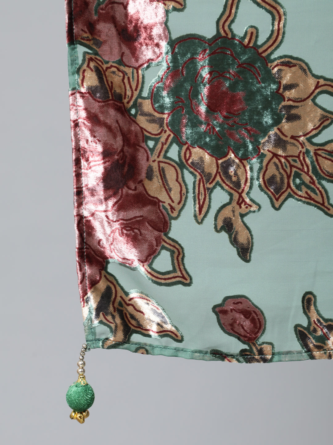Women's Green Floral Designed Scarf
