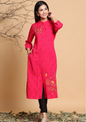 Rayon Slub Ikat Print A-Line Kurta With Mask