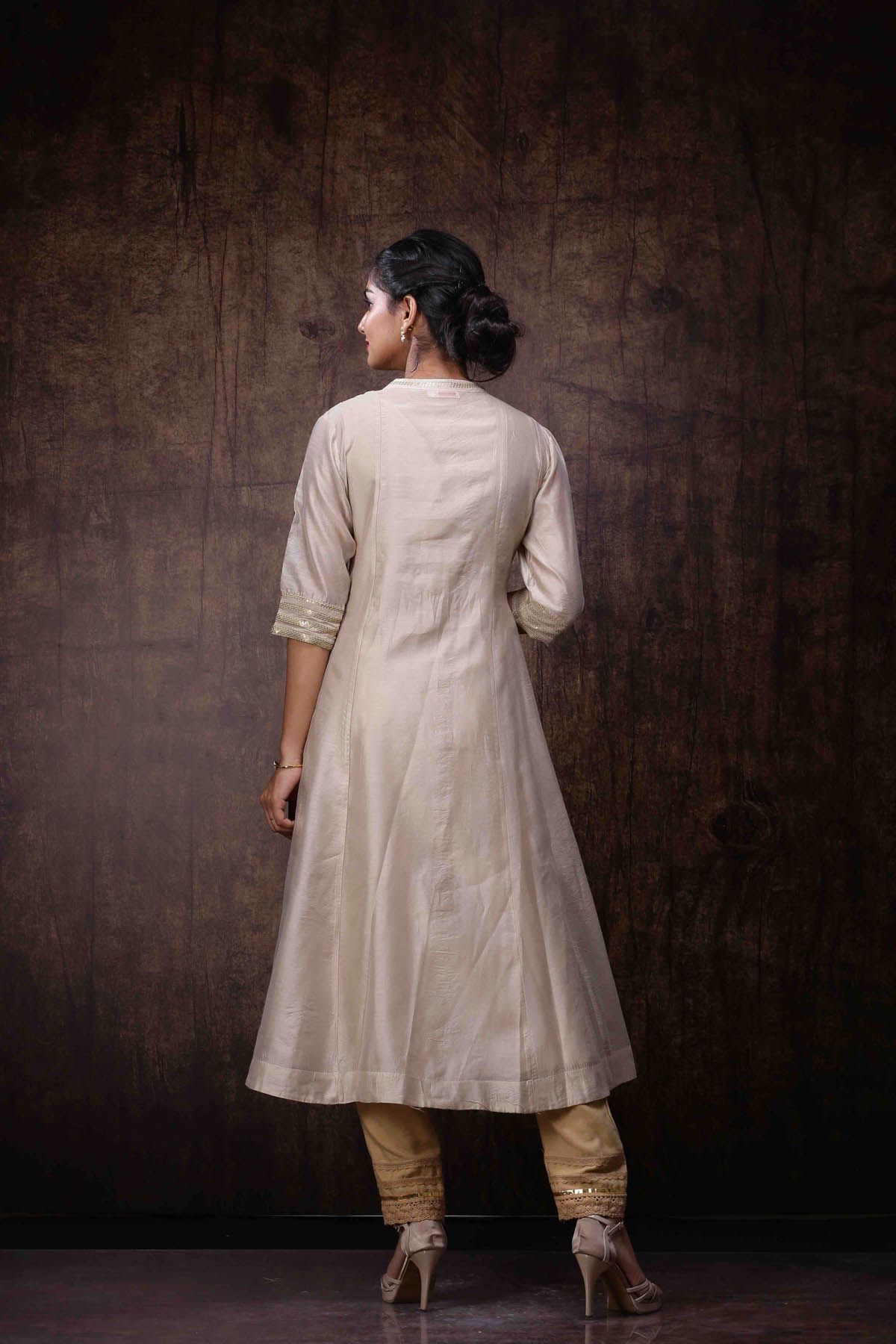 Women's Chanderi Embellished Jacket Style 2 Piece Kurta