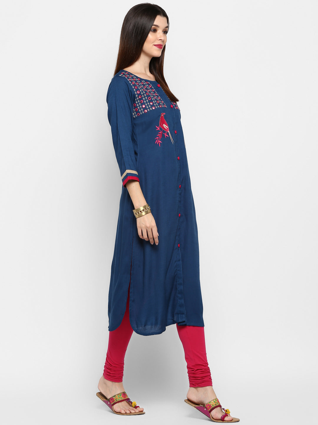 Women's Dark Blue Rayon Kurta By Vbu