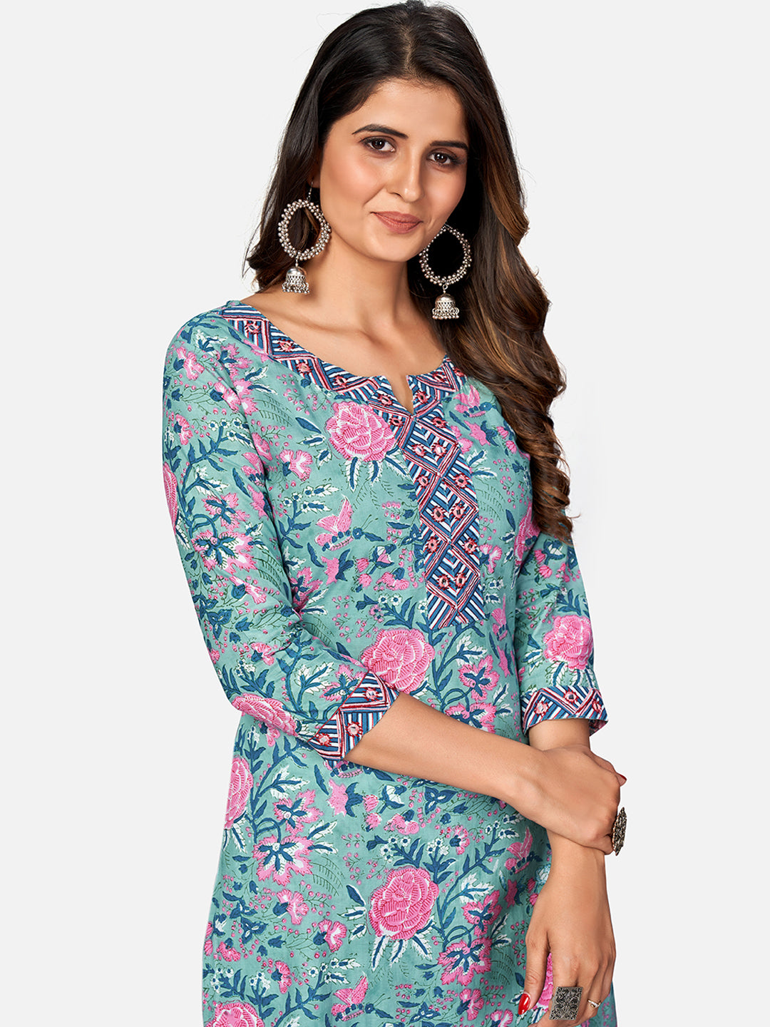 Women's Turquoise Blue Kurta With Pant & Dupatta By Vbuyz (3