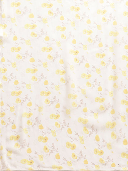 Women's Yellow Chiffon Digital Print Floral Saree