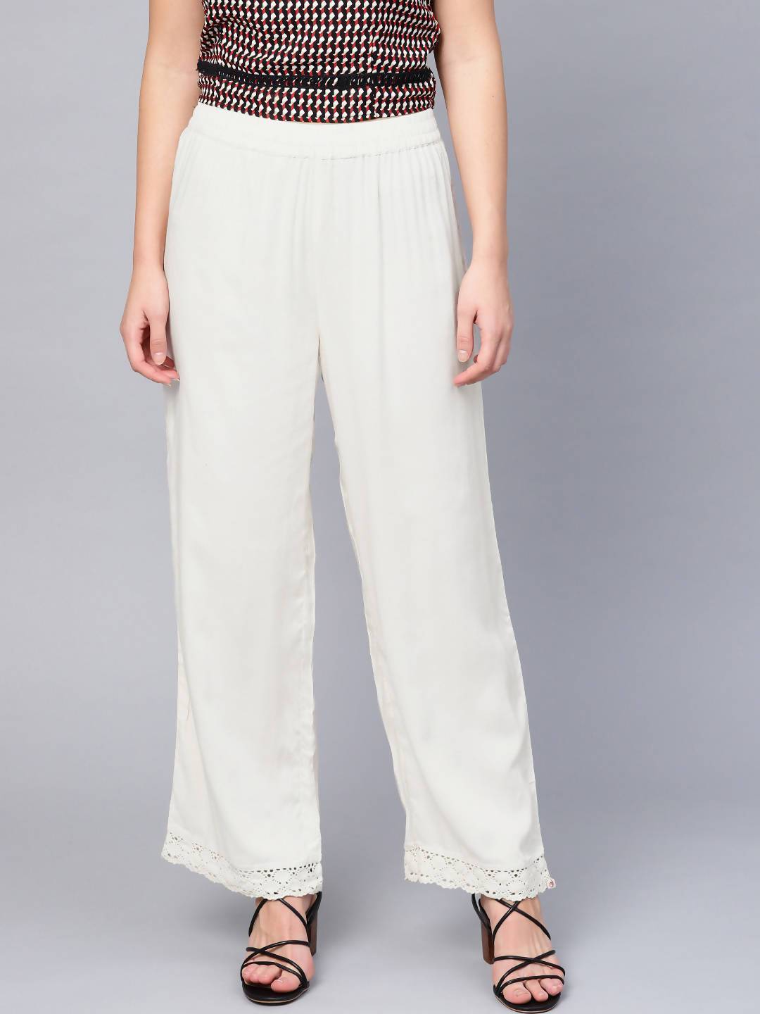 Buy_Women's_Off-White_Rayon_Solid_Wide-Leg_Palazzo_Online_Trendia