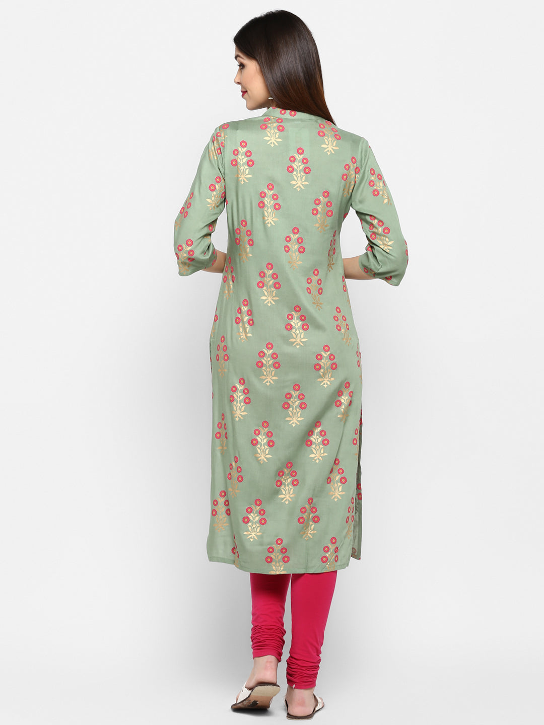 Women's Light Green Rayon Kurta By Vbu