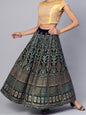 Buy_Women's_Navy_Velvet_Foil_Print_Kalidar_Skirt_Online_Trendia