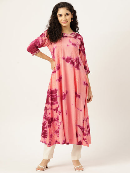 Women's Flared A-Line Dress (Maroon)