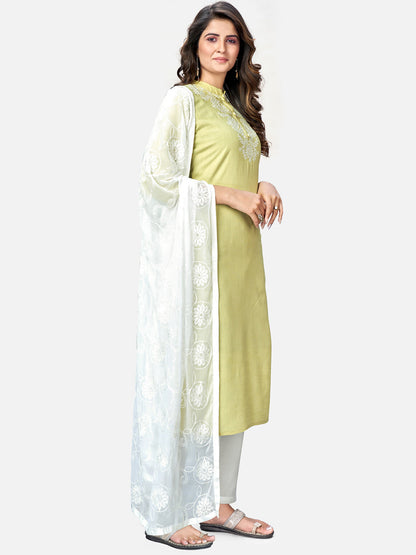 Women's Lime Green Kurta With Pant & Dupatta By Vbuyz (3