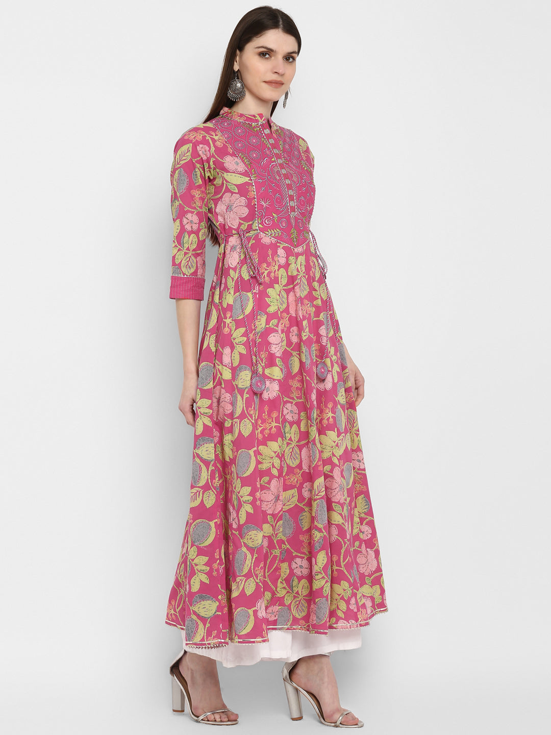 Women's Printed Anarkali Coral Kurta By Vbuyz- (
