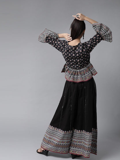 Women's Floral Printed Crop-Top Palazzo Set