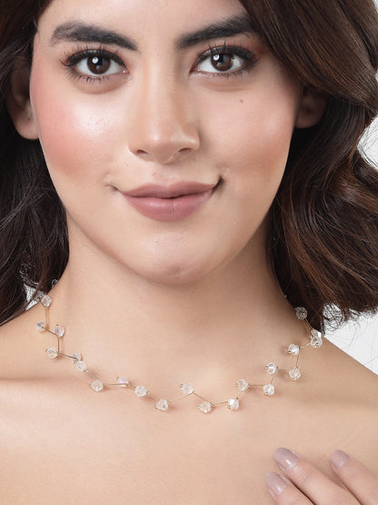 Women's Gold Plated Chain transparent beads Necklace