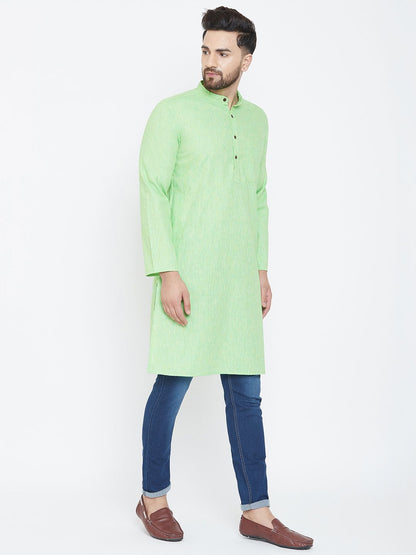 Men's Light Green Cotton Kurta