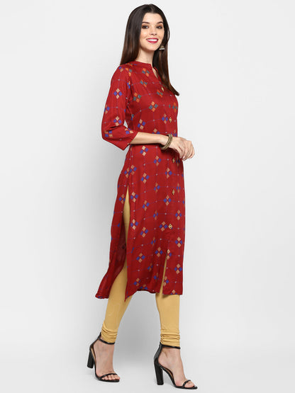 Women's Maroon Kurta By Vbuyz- (
