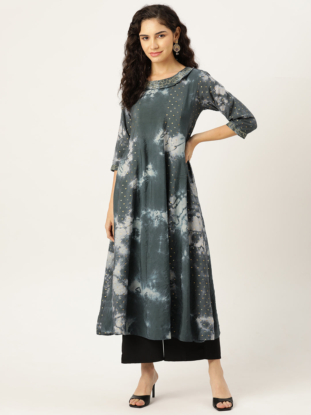 Women's Flared A-Line Dress (Grey)