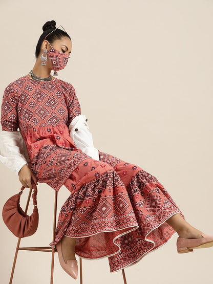 Women's Printed Flared Tunic Sharara Set